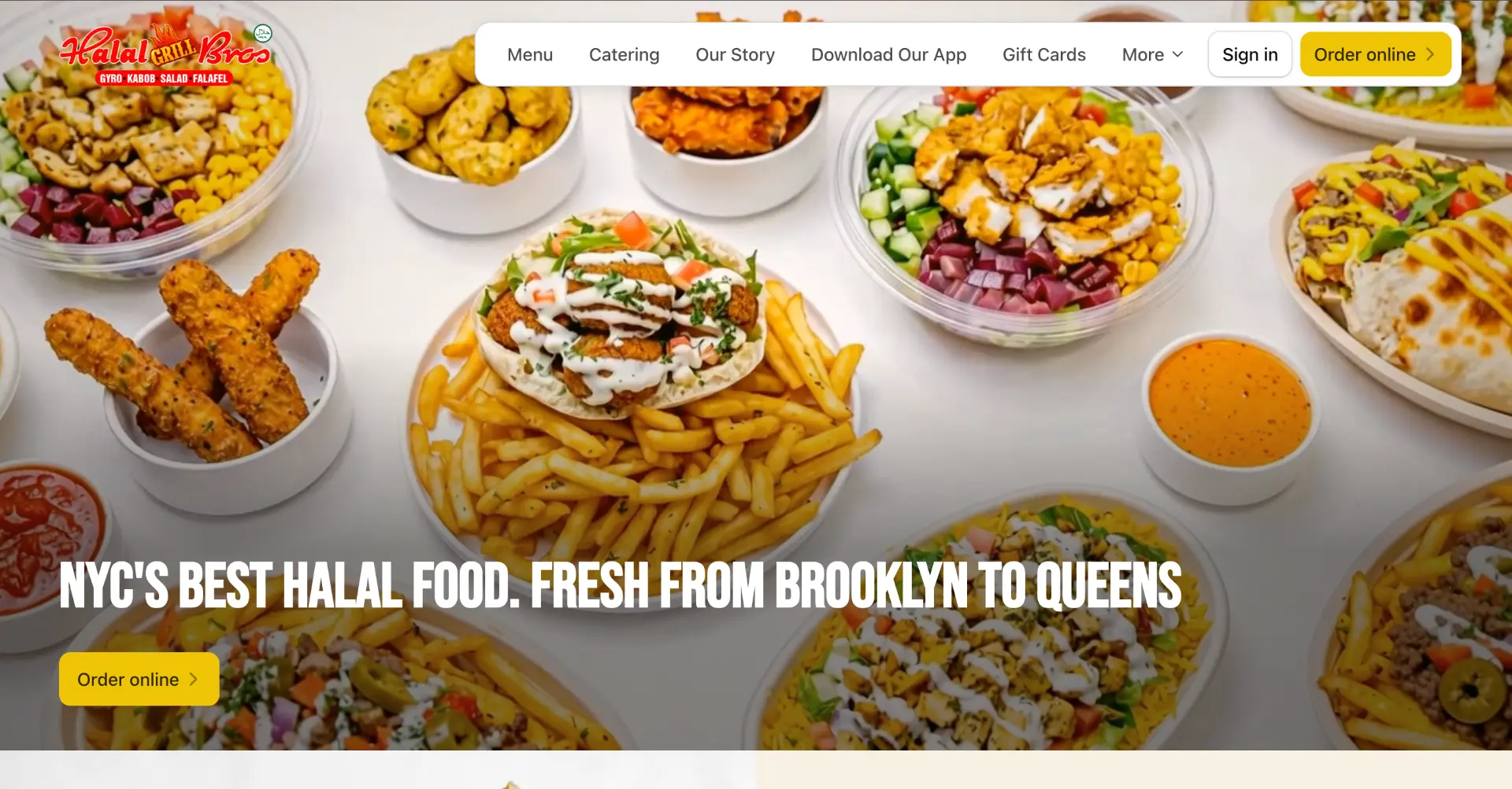 The new Halal Bros Grill website homepage